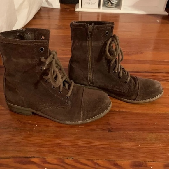 Brown Suede Steve Madden Combat Boots - Picture 3 of 6